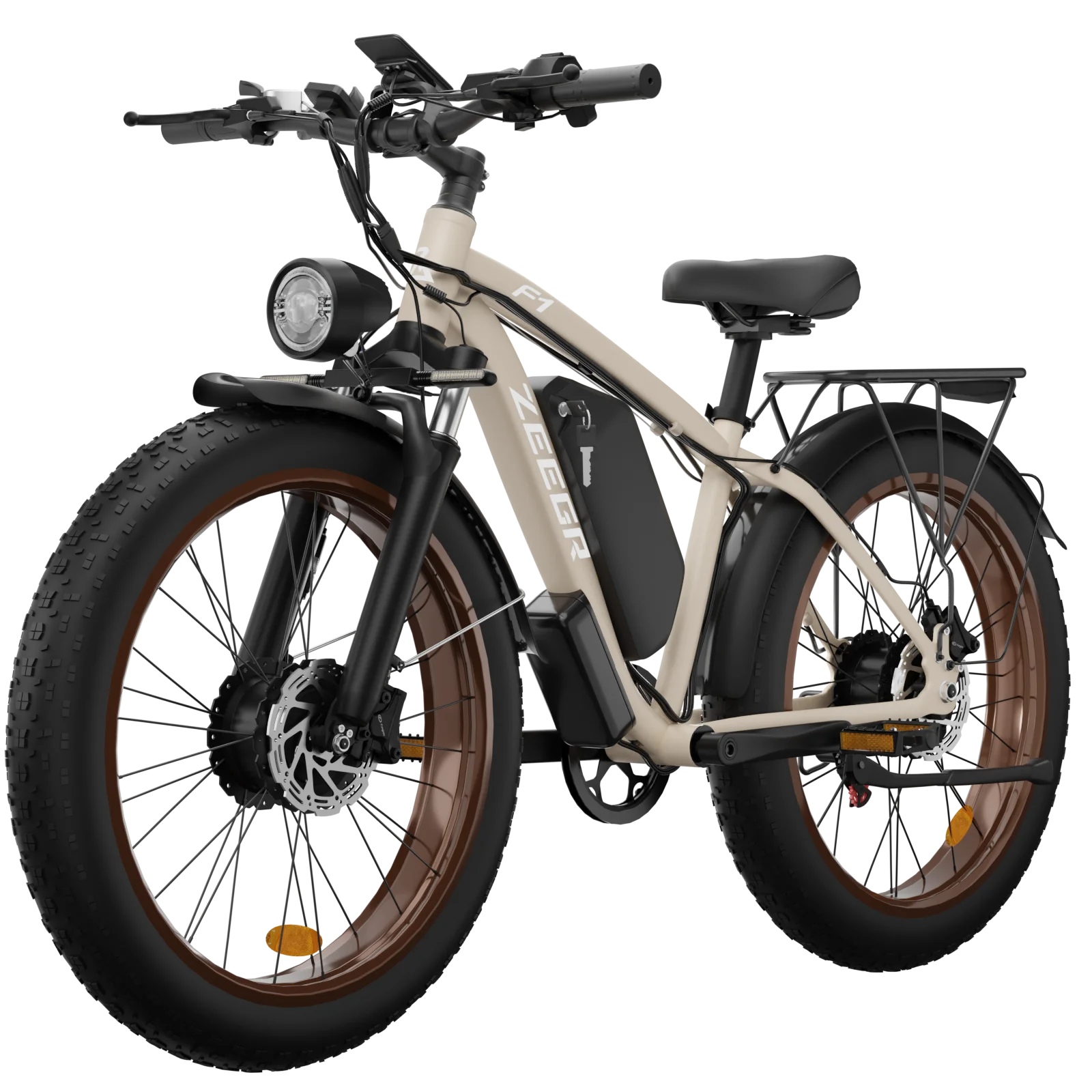 ZEEGR F1 Dual Motor 2000W E-Bike - 48V 26" Fat Tire Electric Bike Full Suspension, CE Certified Perfect for Snow Beach Winter