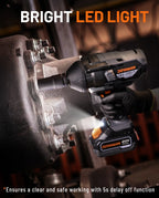 DOVAMAN 20V Brushless Impact Wrench, 3/4" Cordless Impact Gun 2200Nm, 5 Modes, 4.0Ah Battery for Lug Nuts & Trucks
