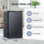 SIMZLIFE 3.1Cu.ft Mini Fridge with Freezer, Compact Design Mini Refrigerator with Single Door for Home/Office/Dorm/Bar,Black