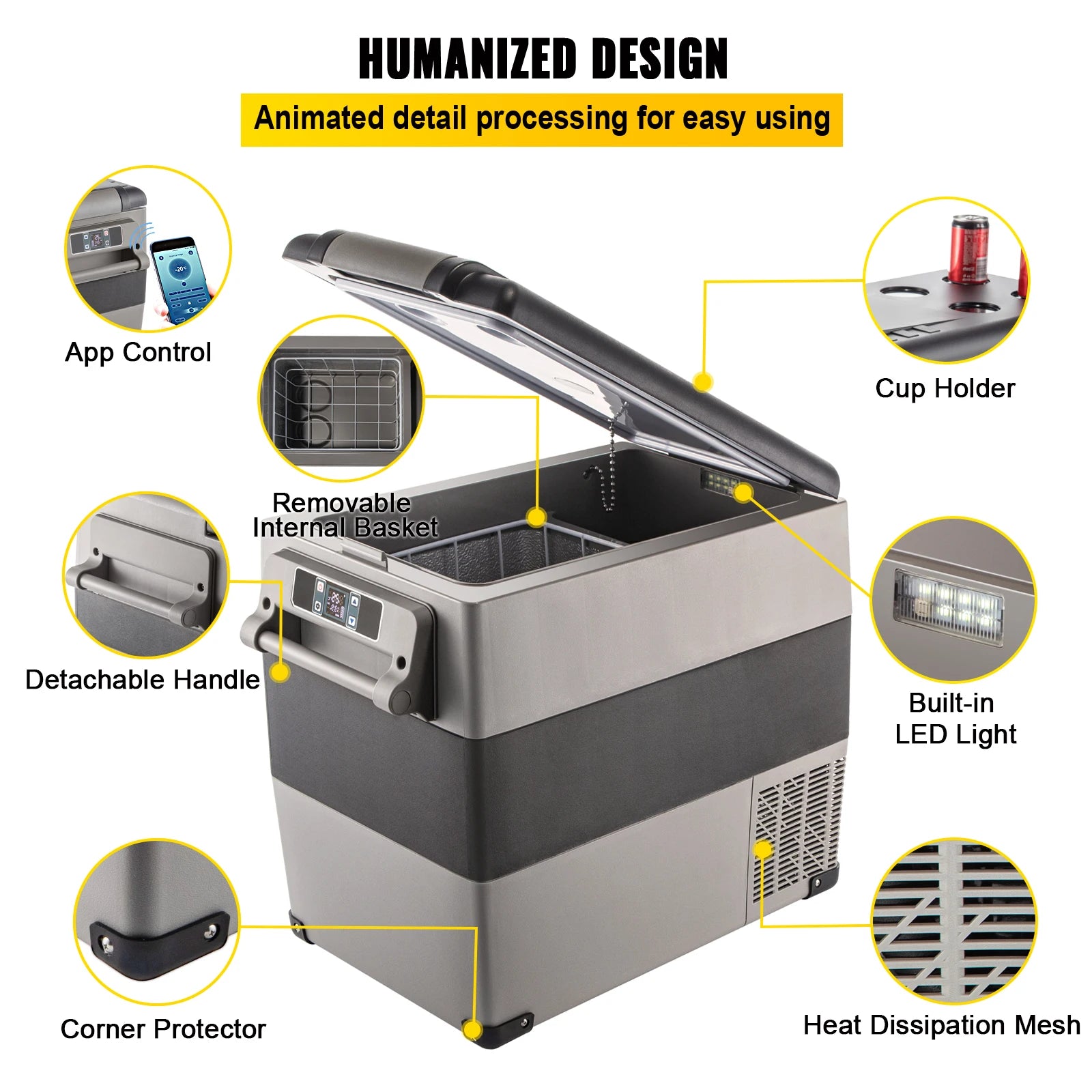 SucceBuy 20L 22L 35L 45L 55L Car Refrigerator Mini Fridge Freezer Portable Compressor Cooler 12/24V Ice Box for Camping