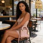 Sage Elite Black Quilted Leather Handbag - Women's Crossbody Purse, Stylish Versatile Daily Shoulder Bag