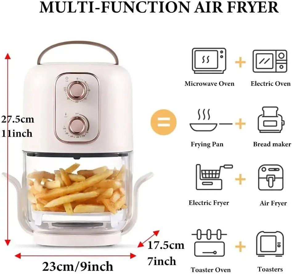Transparent Visual Air Fryer 8 in 1 Oil-free Electric Fryer Low Fat Electric Oven Quickly Cook Oil-free Healthy Meals