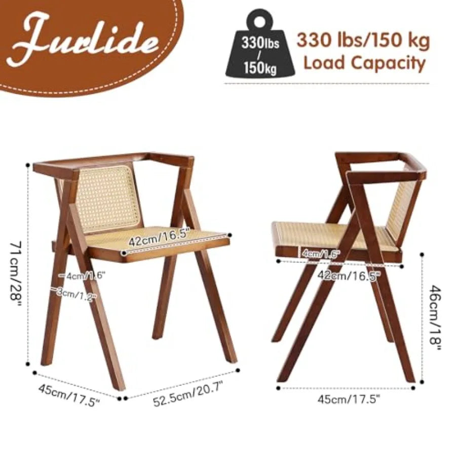 Rattan Dining Chairs Set of 2 Mid-Century Accent Armchair Wicker Chair Outdoor Bamboo Chair for Dining Room Living Room Bedroom