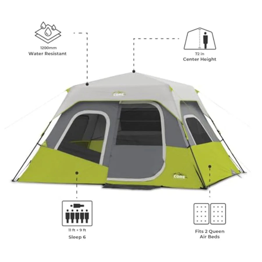 Instant Cabin Tents 6 Person/ 9 Person/ 10 Person/ 12 Person Family Cabin Multi Room Pop Up Tents Car Camping Included Storage