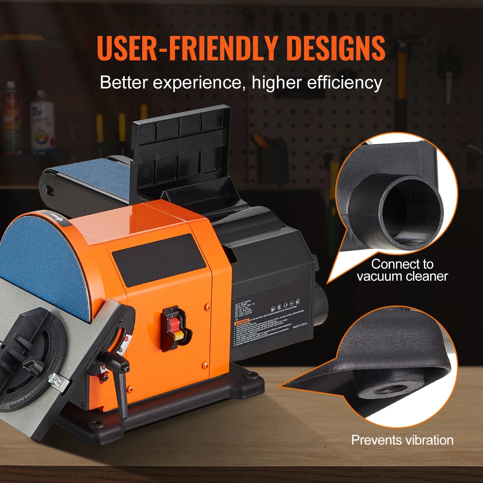 SucceBuy Belt Disc Sander Combo with 5A/4.3A/2.5A Induction Motor Belt Sanding Machine Woodworking Deburring Grinder Combo Bench
