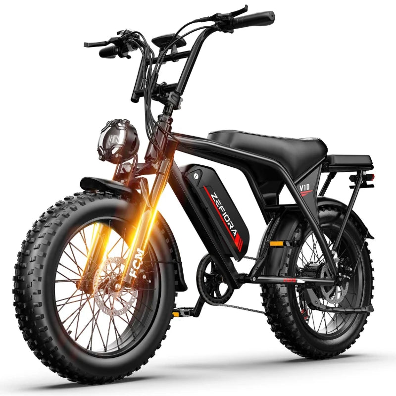 Zefiora V10 Snow Electric Bike,800w 20 Inches 48v Battery Fat Tire Electric Bicycle,free Local Shipping E Bike Factory Original