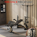 Weight Bench, Foldable Bench Press Set with Leg Extension, Adjustable Workout Bench  for Training Home Gym
