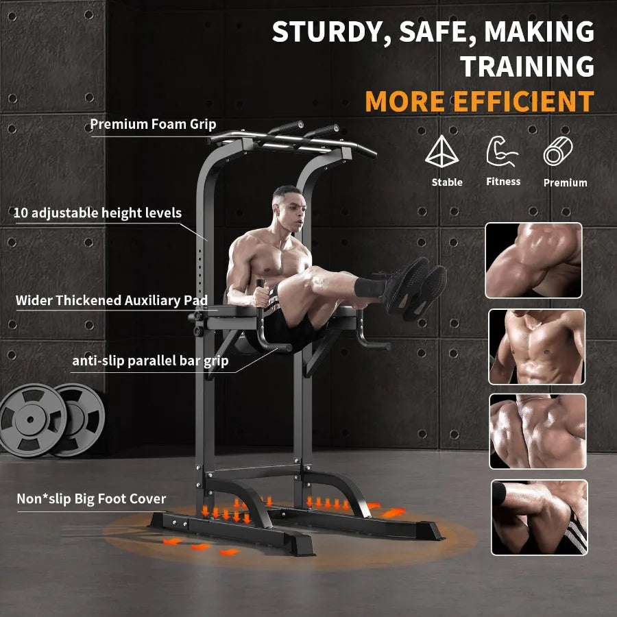 Power Tower Pull Up Bar and Dip Station Multi-Function Home Gym Strength Training Fitness Equipment Height Adjustable