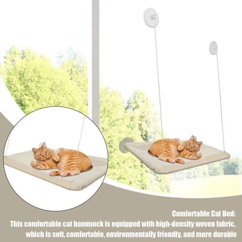 Hanging Cat Bed Heavy Duty Windowsill Kitten Resting Soft Perch Window Hammock Seat with 4 Strong Suction Cups for Indoor cats
