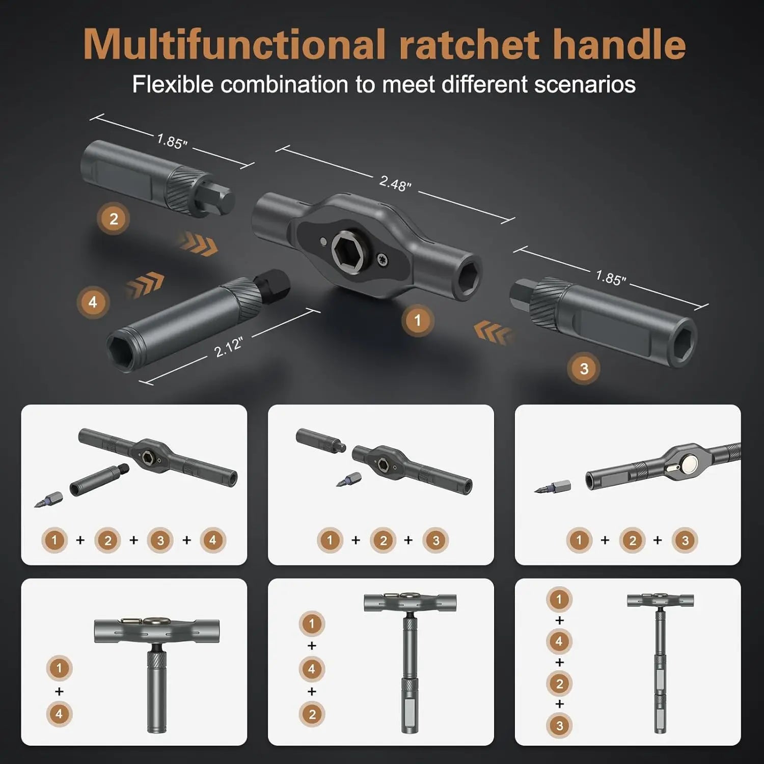 24-in-1 Multifunctional Screwdriver and Ratchet Wrench Set Magnetic Tip Hand Tools Set Home DIY Various Tasks Maintenance Kit