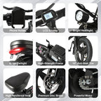 Foldable Ebike for Adults, 2000W/1000W, 40/28MPH, 52V 25Ah, 48V 15Ah, 60-80 Miles Range 14" Commuter Adult Electric Bicycle