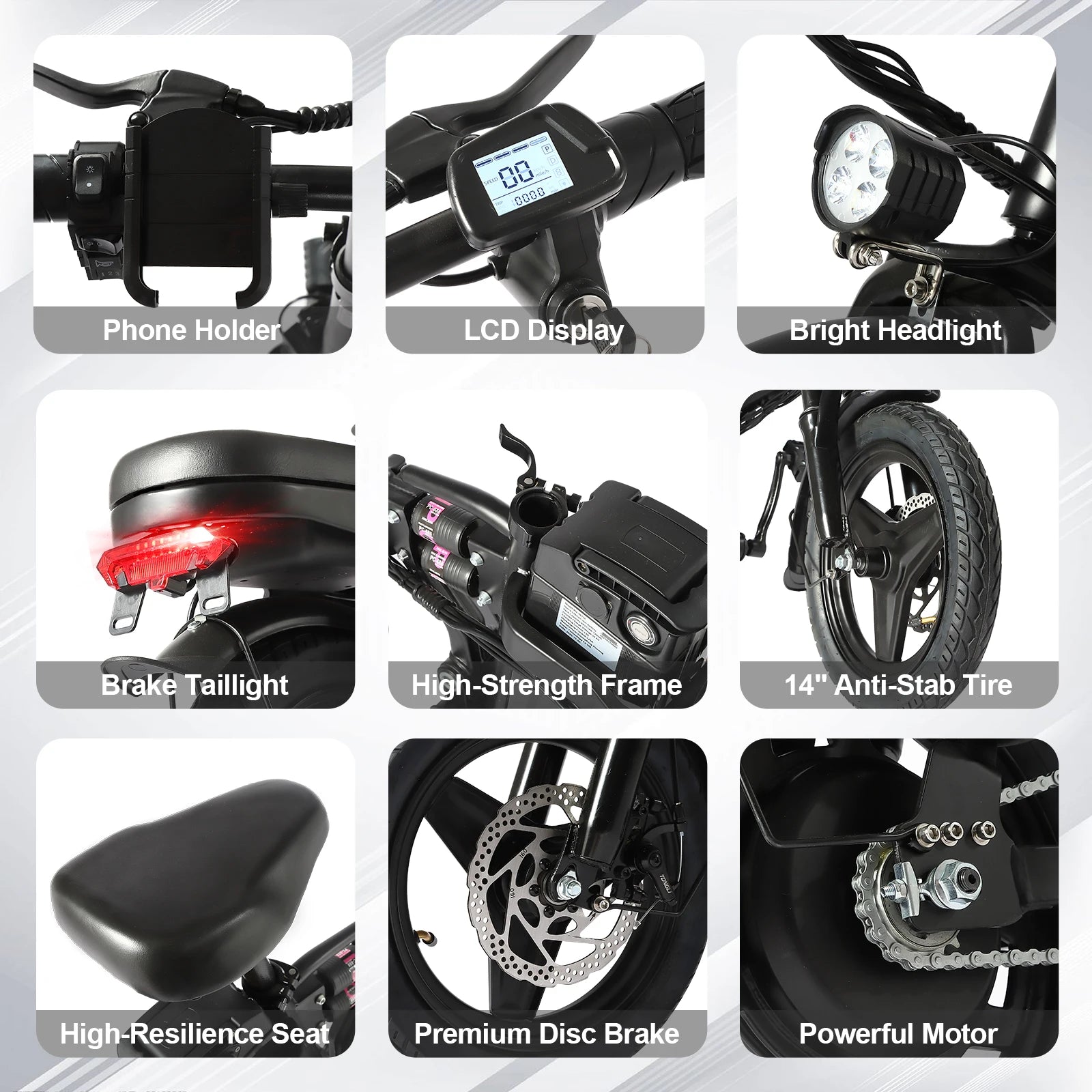Foldable Ebike for Adults, 2000W/1000W, 40/28MPH, 52V 25Ah, 48V 15Ah, 60-80 Miles Range 14" Commuter Adult Electric Bicycle