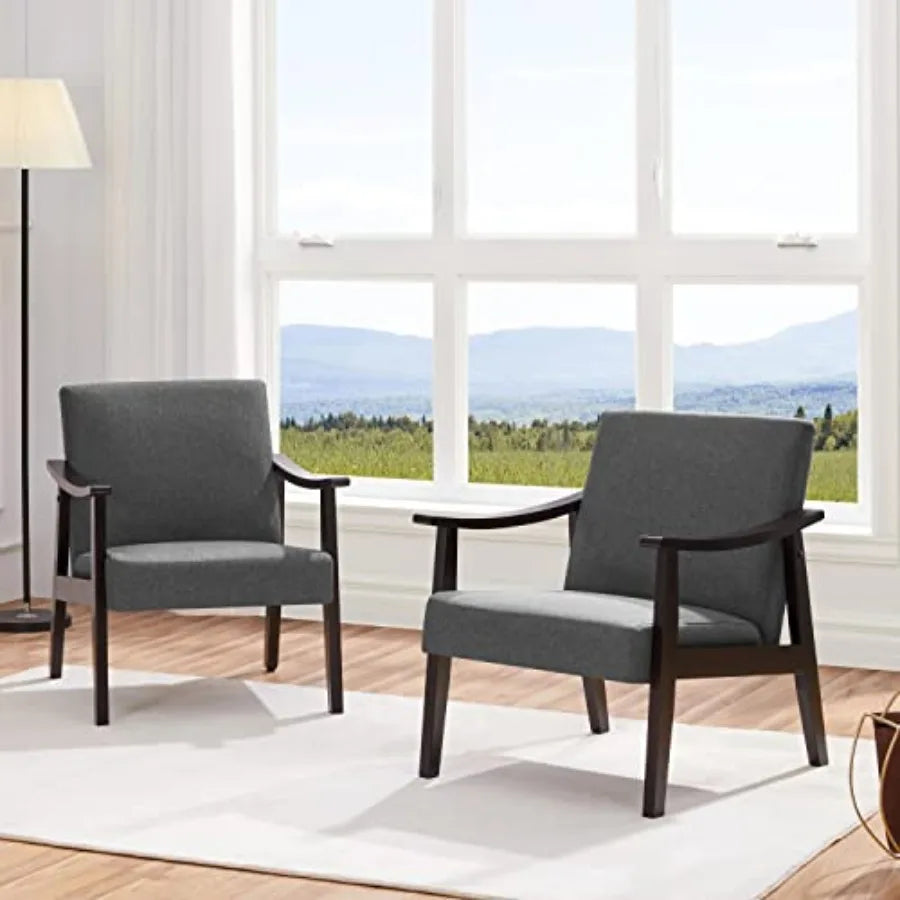 Accent Chair Mid-Century Living Room Chair Modern Linen Fabric Side Chair with High Back for Living Room/Office/Bedroom Minimal