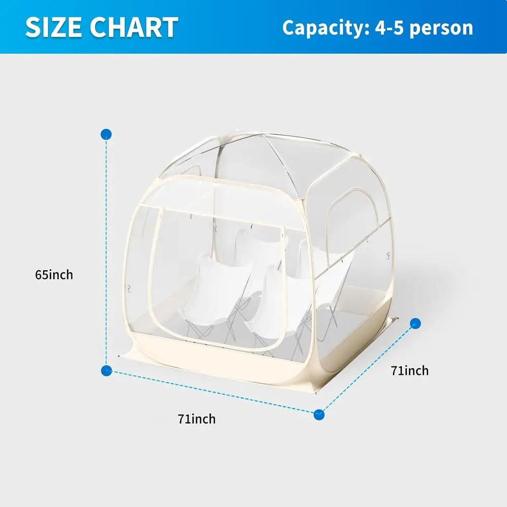 6-Person Weather-Resistant Bubble Tent with Vent Windows for Camping, Outdoor Shelter, and Backyard Parties in Beige