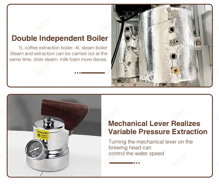 GZZT CMSM3000 Professional Espresso Coffee Machine 9Bar Rotary Pump Multi-boiler PID Control Adj Multi-parameters Coffee Maker