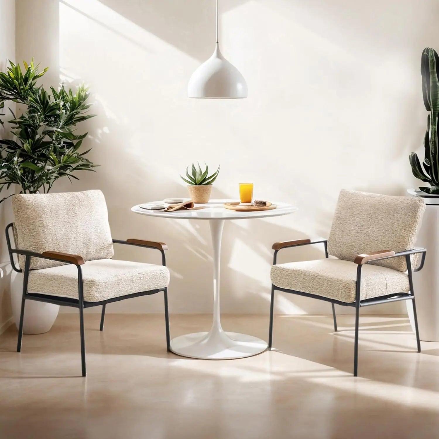 Mid-Century Modern Accent Armchiars Set of 2 for Small Space, Small Comfy Upholstered Leisure Reading Chairs, Customized