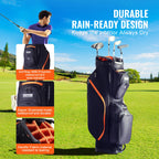 SucceBuy Golf Cart Bag with 14 Way Organizer Divider Top 36” 13 Pockets Premium Cart Bag Durable for Men & Women, Black & Orange
