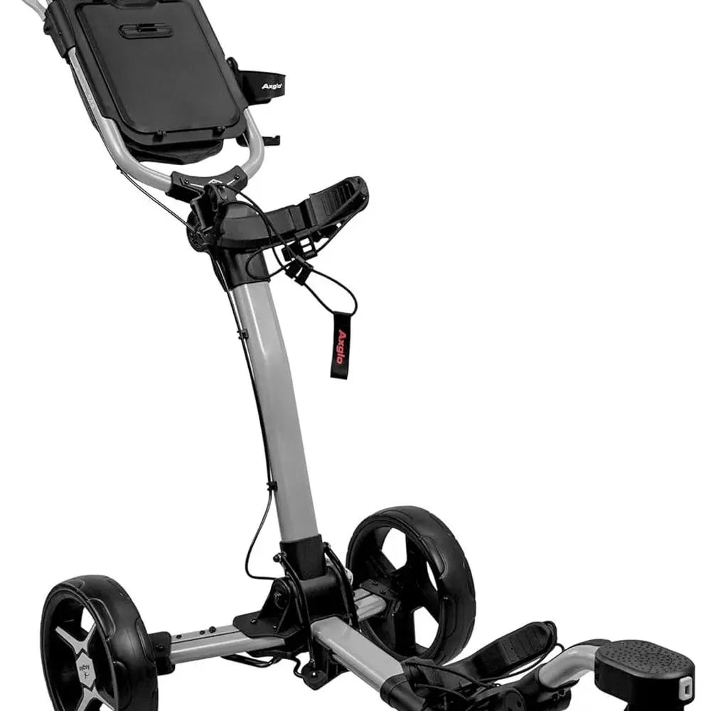 Ultra-Lightweight 3-Wheel Golf Caddy with 360° Swivel Front Wheel, Foldable Design, Dual Brake System, Large Storage Bin, and Cu