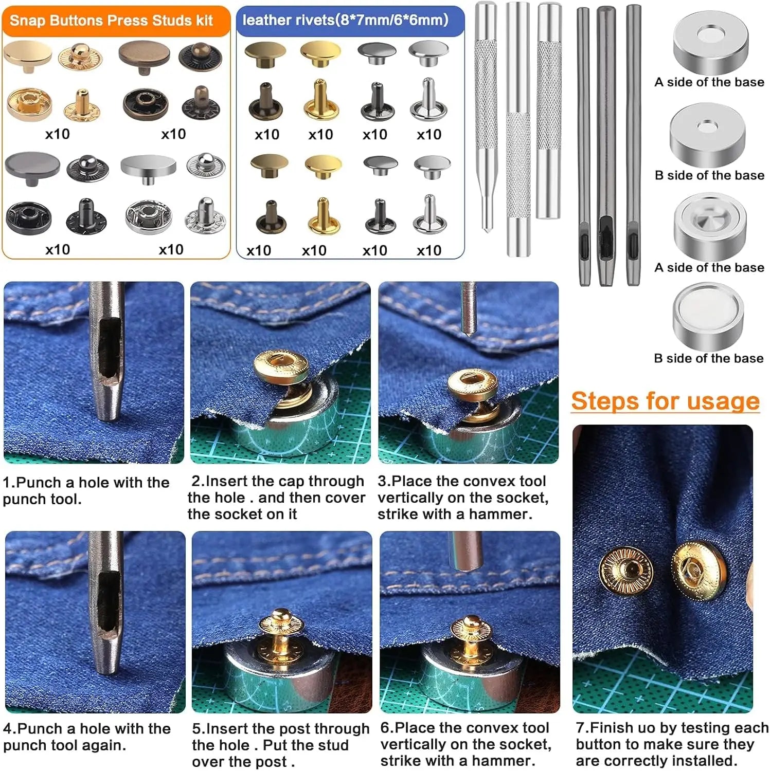 273-Piece Leather Crafting Kit with Tool Box, Cutting Mat, Stamps & Rivets for DIY Projects