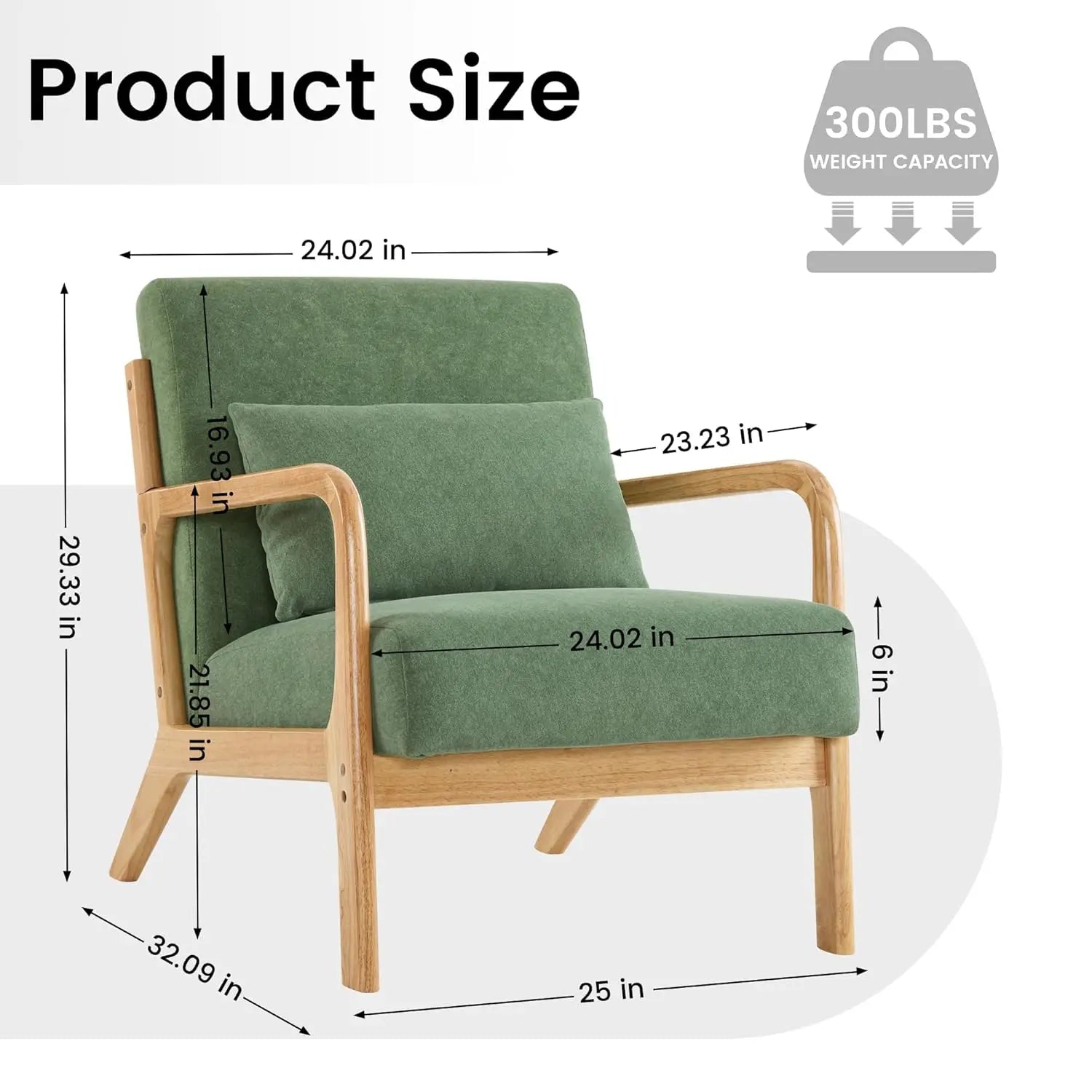 Accent Chair Set of 2 with Pillow Upholstered Mid-Century Chair Living Room Chair for Small Space Solid Wood Frame, Customized