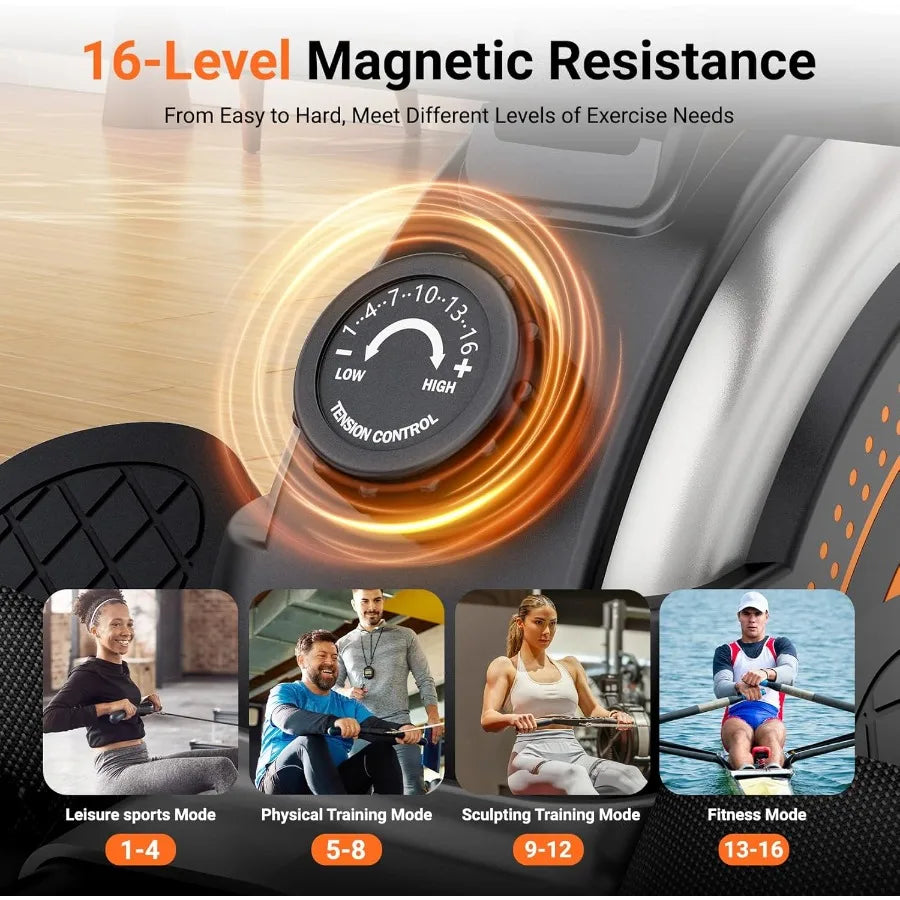 Rowing Machines for Home Use Rowing Machine Max 350 LBS Magnetic Rower with 16 Levels of Workout Resistance Dual Slide Rail Blu
