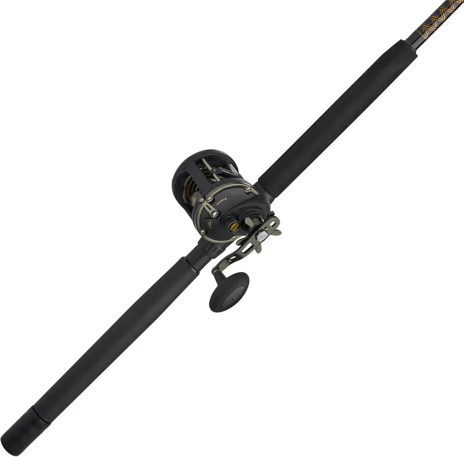 6'6" Saltwater Fishing Rod and Reel Combo, 1-Piece Medium Heavy Fast Action, Black/Gold