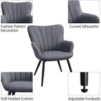 Elegant Linen Accent Chair, Modern High-Back Armchair with Metal Legs, Set of 2 for Living Spaces