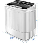 Portable Twin Tub Mini Washer and Dryer Combo, 13lbs Capacity, Ideal for Apartments, Dorms, RVs, Black and White