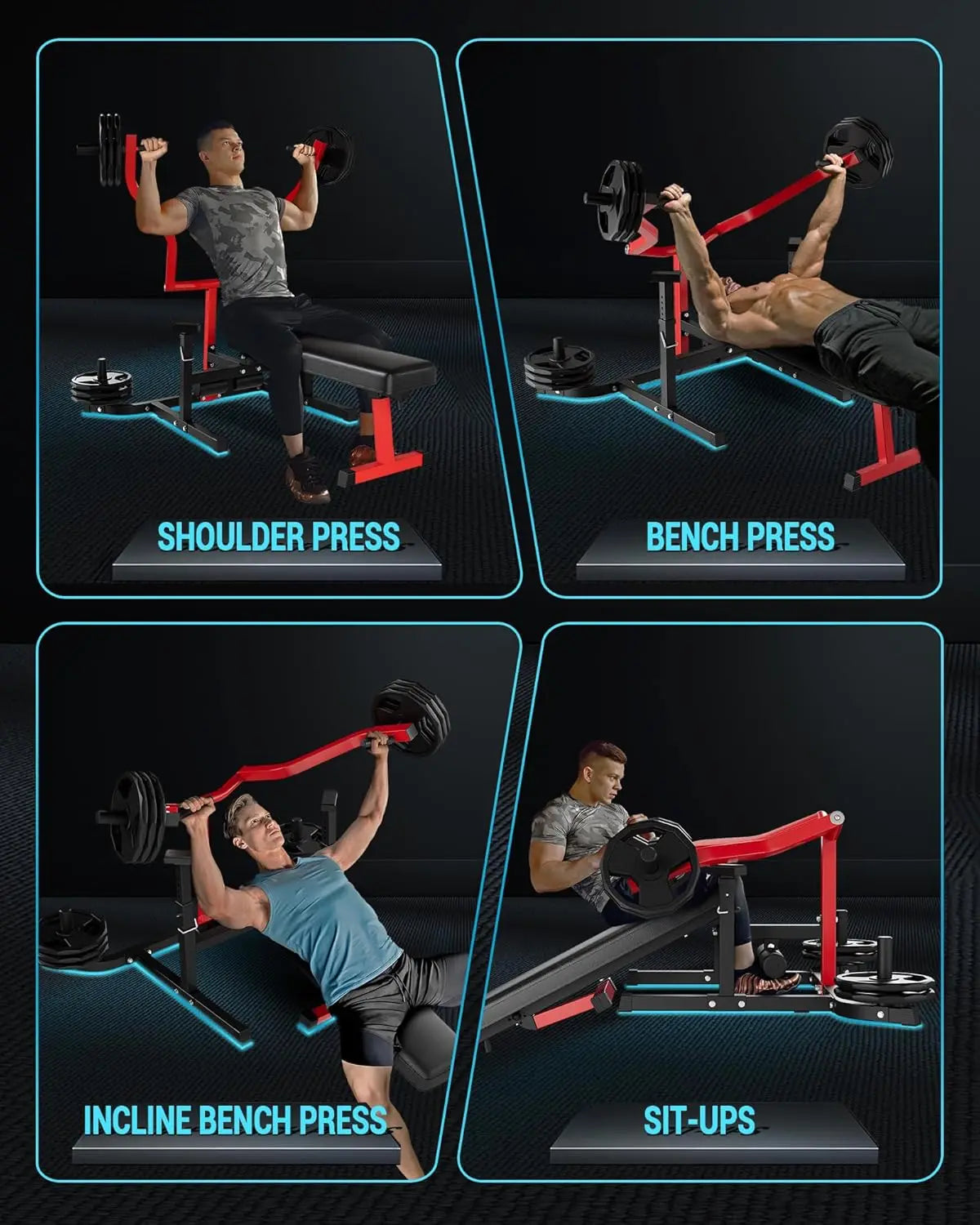 Chest Press Machine with Adjustable Bench and Converging Arms Bench Press and Chest Workout Machine Features Flat for Home Gym