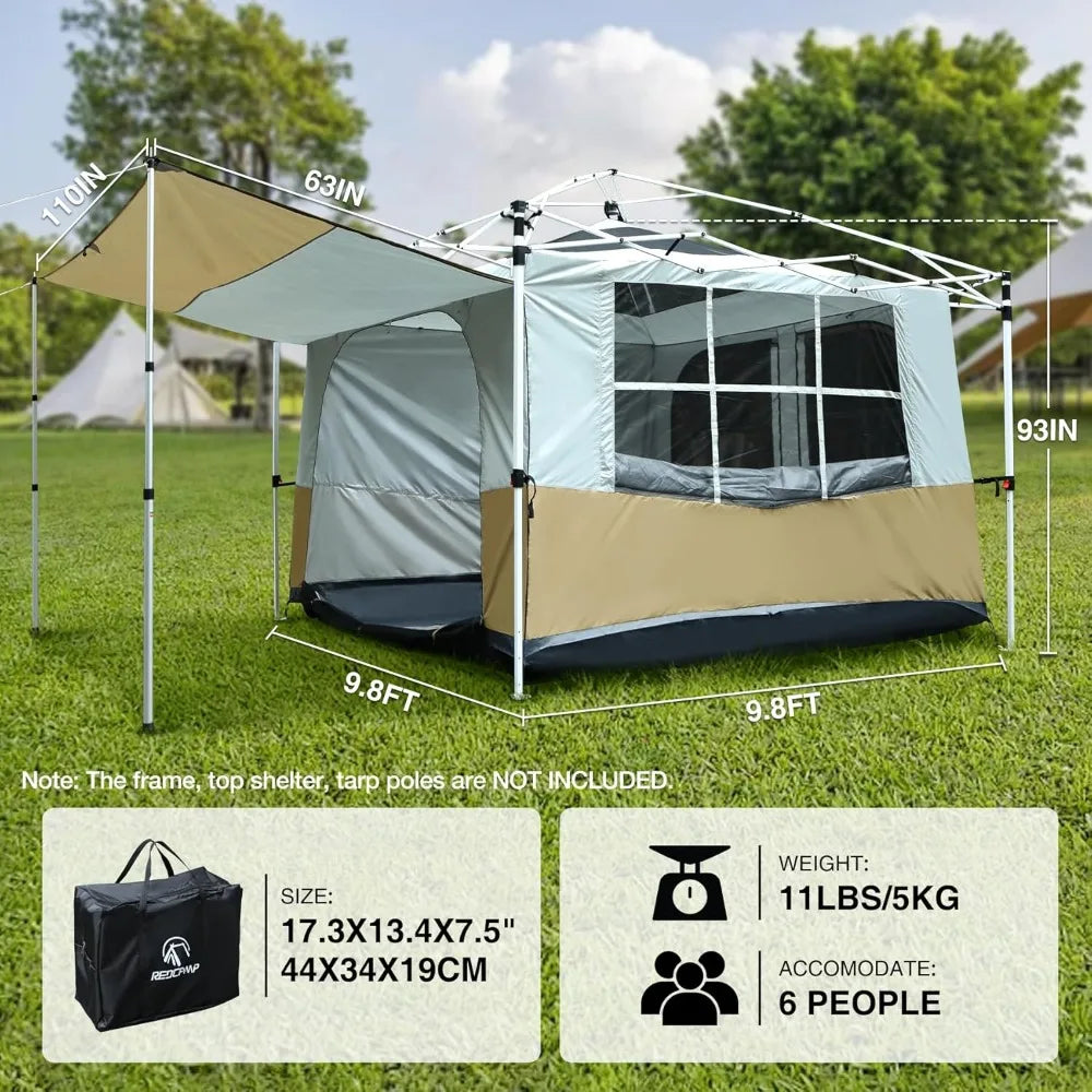 Camping Inner Tent for Pop Up Canopy, Cube Tent Converts 10x10 Straight Leg Canopy into Camping Tents, Fully Vented Roof