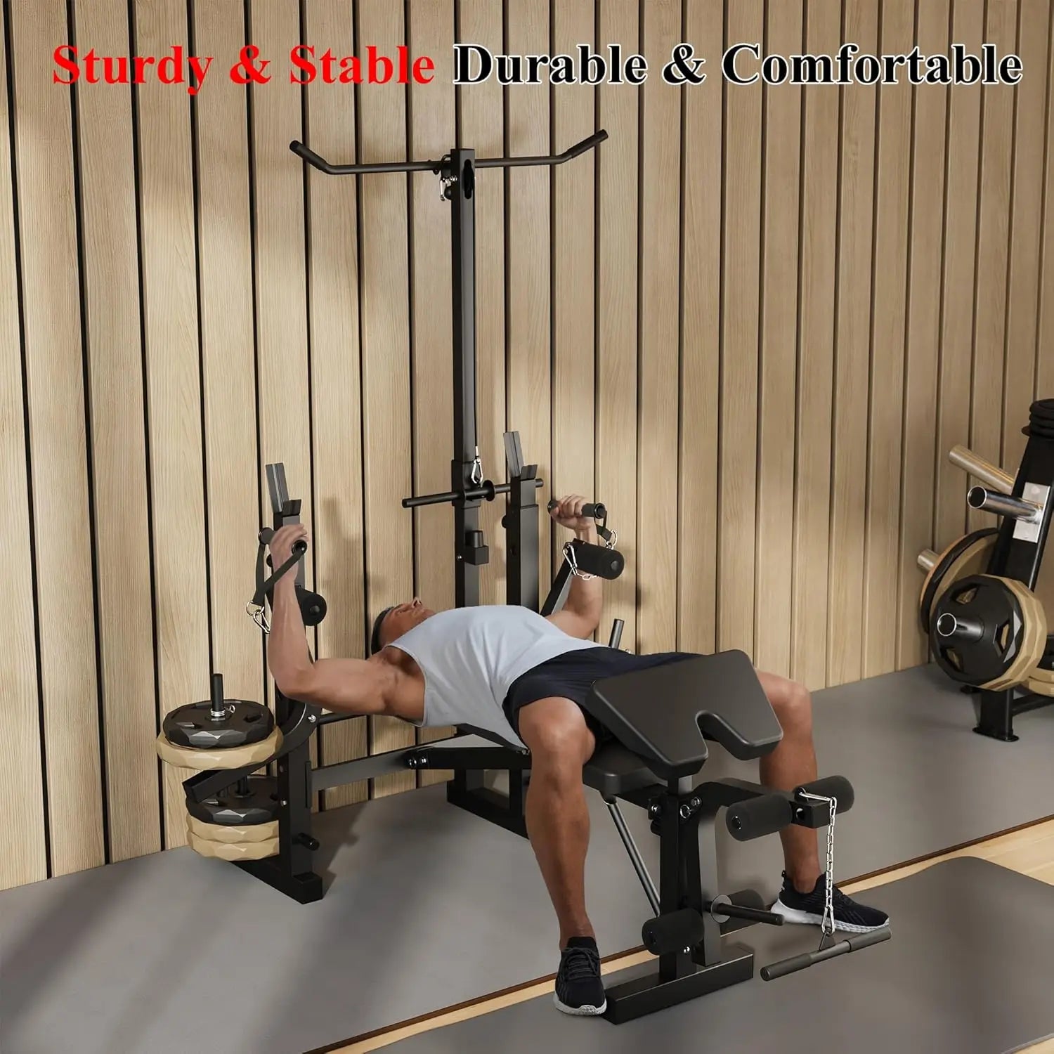 Weight Bench, Foldable Bench Press Set with Leg Extension, Adjustable Workout Bench  for Training Home Gym