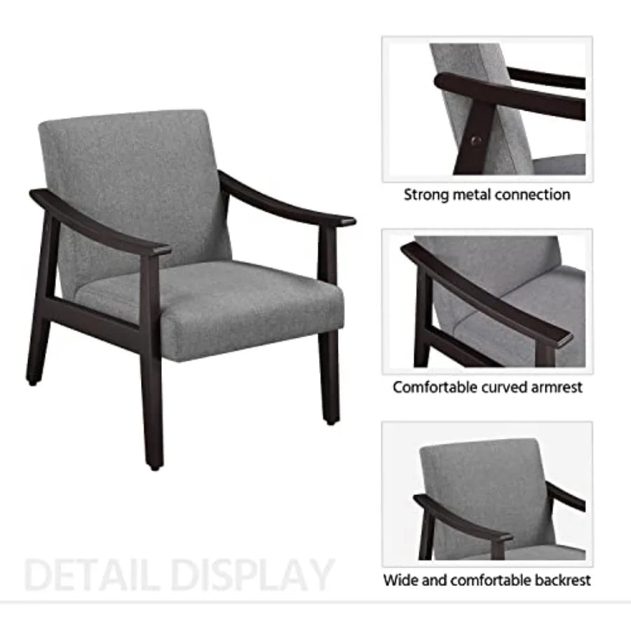 Accent Chair Mid-Century Living Room Chair Modern Linen Fabric Side Chair with High Back for Living Room/Office/Bedroom Minimal