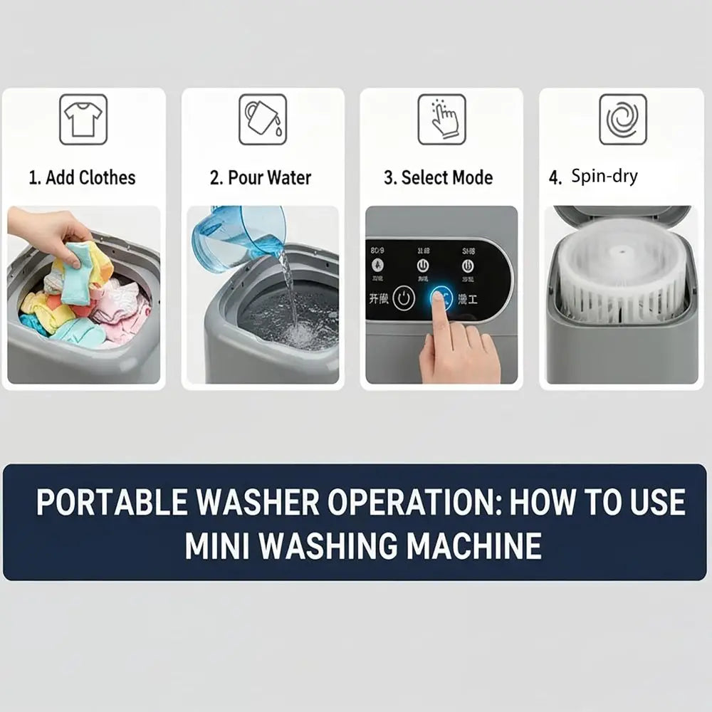 Portable Washing Machine, Mini Compact Washer & Dryer Combo, Small Countertop Laundry for Apartments & RVs, Hand Wash Clothes