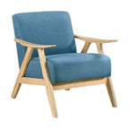 Mid Century Modern Accent Chair with Solid Wood Frame in Natural Finish Textured Fabric Living Room Lounge Arm Chair Thick and
