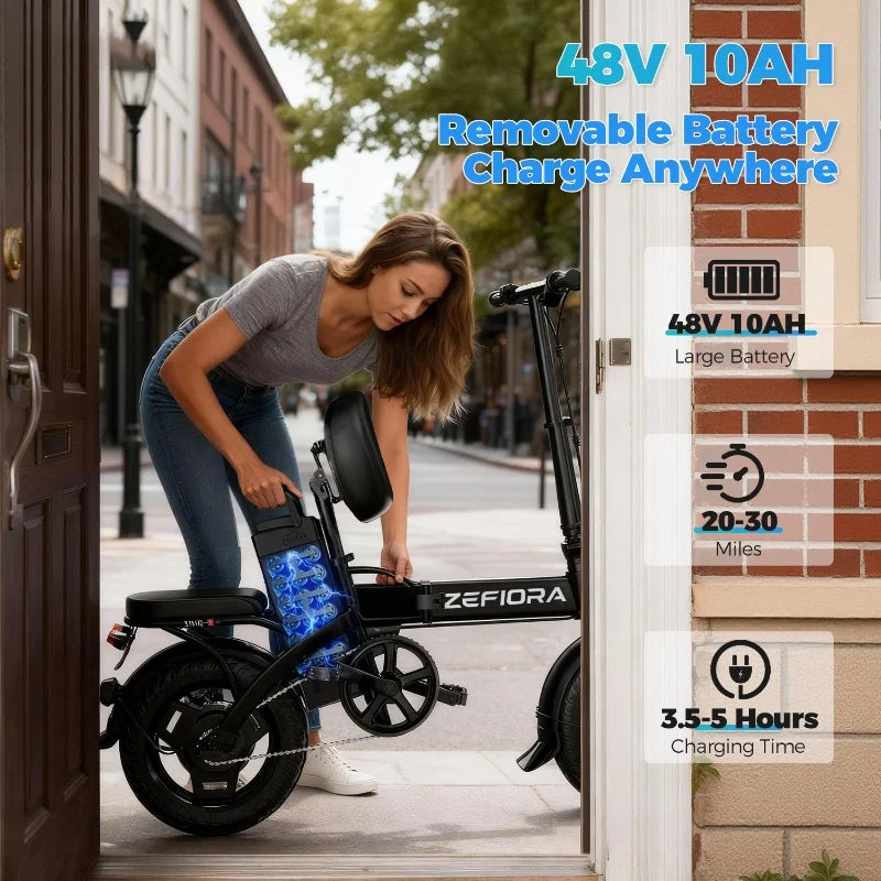 1000w 2000w Adult Electric Bike,30miles 48v Aluminum Alloy 14 Inch Ebike,for Both Men Women In Cities Cycling Electric Bicycle