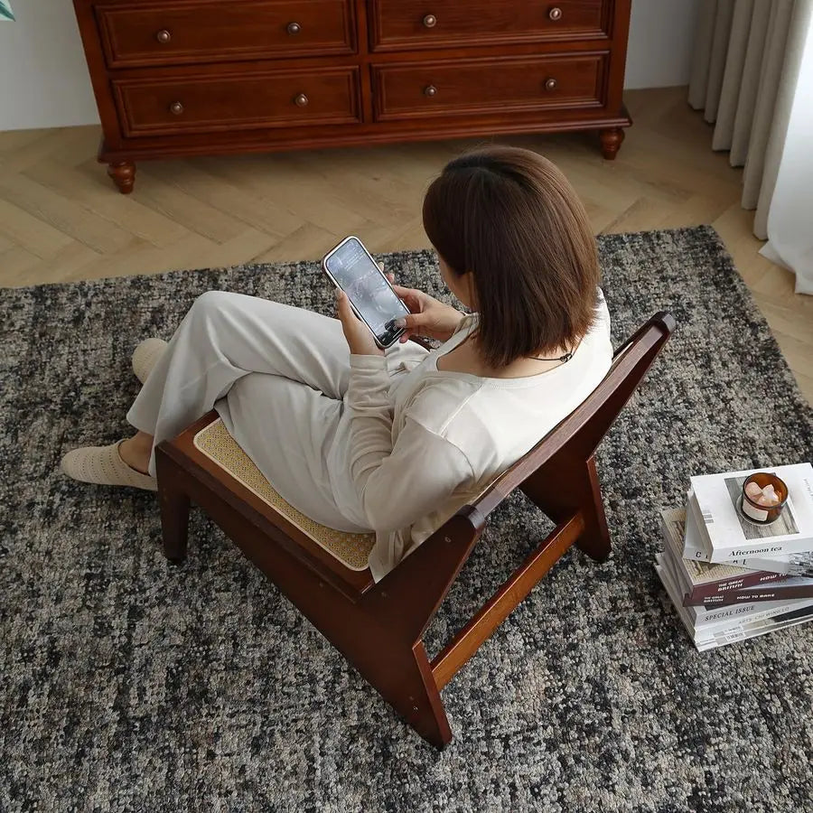 Century Modern Accent Chair for Living Room, Low Lounge Chair with Solid Wood Frame, Comfy Armchair for Bedroom and Balcony, Wal