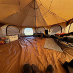 16.4ft Waterproof Canvas Tent with Stove Jack, Removable Floor, 8 Mesh Windows for 6-8 People