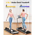 Walking Pad Under Desk Treadmill with Incline 2 in 1 Folding Treadmill for Home and Office Use Compact Portable Treadmill with