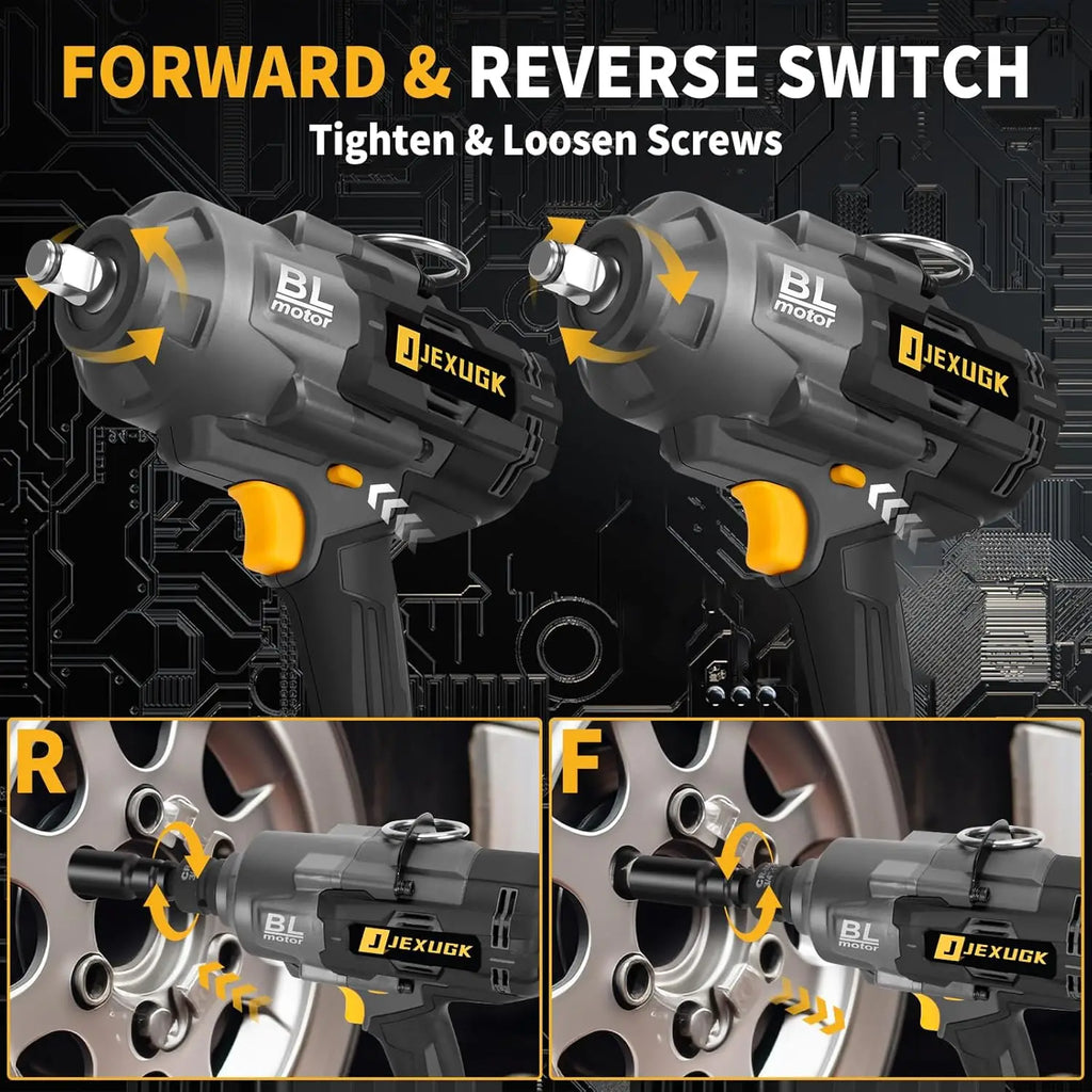 21V Brushless Impact Wrench 1500Ft-Lbs, 2x6.0Ah Battery, 5-Socket, High Torque Cordless Impact Gun for Heavy Duty