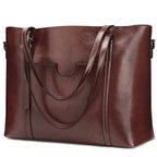 Genuine Leather Top Handle Satchel Daily Work Tote Shoulder Bag