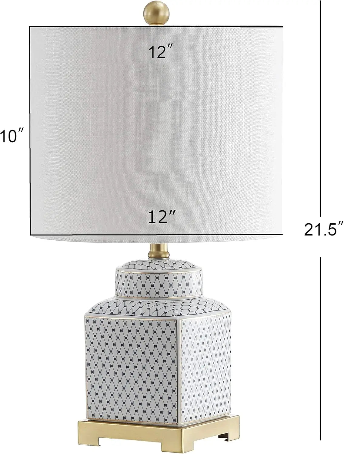 Modern Ginger Jar LED Table Lamp with Fishnet Glaze, 21.5" Ceramic/Metal Design for Bedroom, Living Room, Office