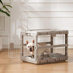 Foldable Dog Crate with Wheels - 28" Medium Kennel, No Tools Required, Durable Steel Cage for Indoor & Travel