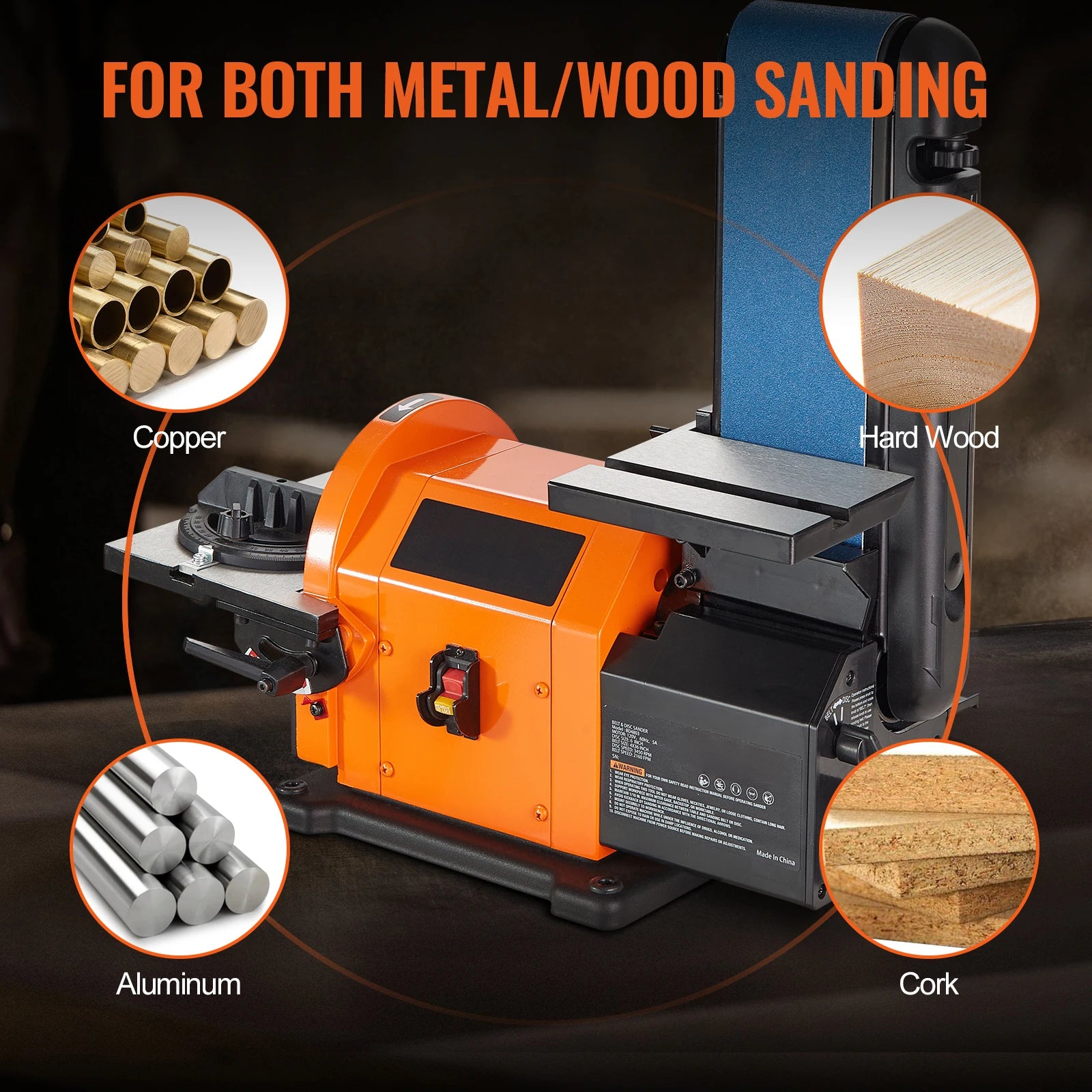 SucceBuy Belt Disc Sander Combo with 5A/4.3A/2.5A Induction Motor Belt Sanding Machine Woodworking Deburring Grinder Combo Bench