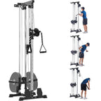 Wall Mount Cable Machine LAT Pulldown with 20-Position Adjustable Pulley System High & Low Pulley for Home Gym