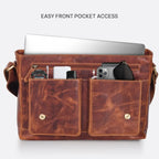 Real Genuine Leather 14 Laptop Messenger Bag Briefcase For Men amp Women