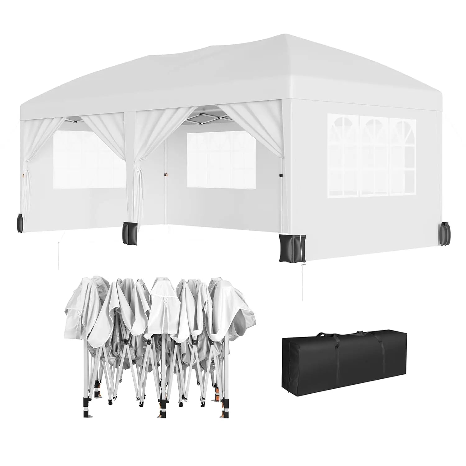 10x20 Pop Up Canopy Tent with 6 Sidewalls Waterproof Outdoor Party Tent Canopy Tents with Adjustable Height, Customized