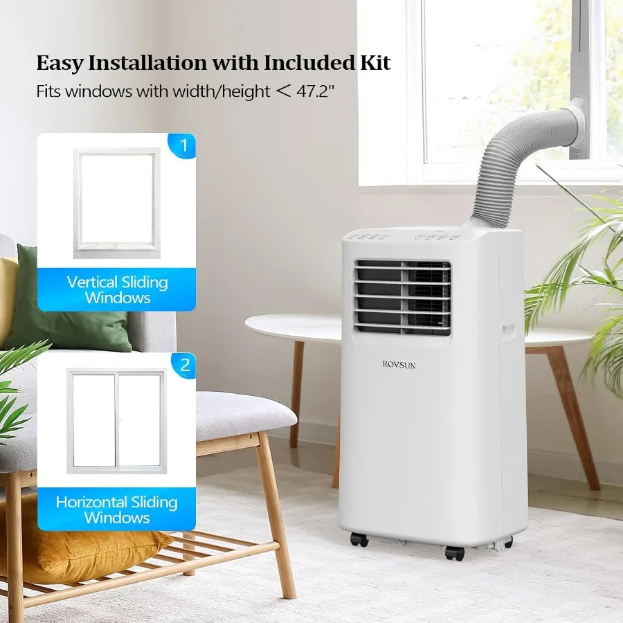 9000 BTU Portable Air Conditioner with Remote Control for Home Office and Dorm Rooms 3-in-1 Unit with Cooling Fan and Dehumidif