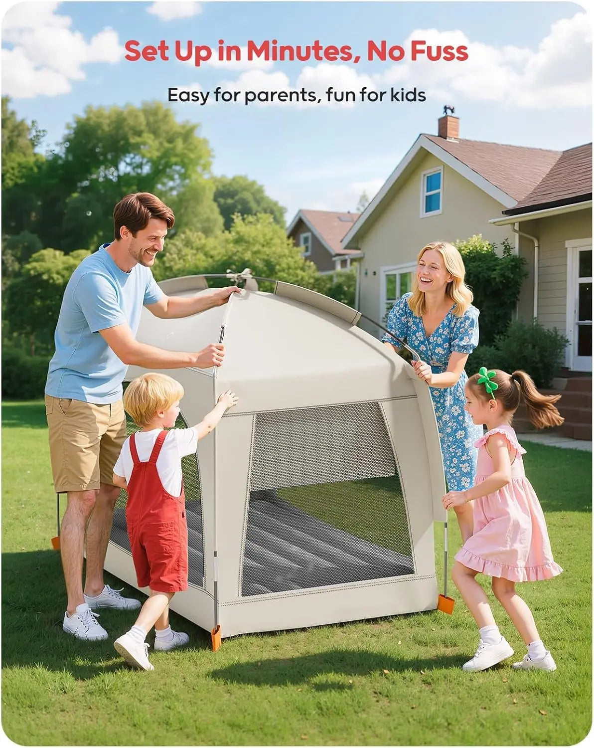 Inflatable Toddler Travel Bed with Tent - Portable Air Mattress for Kids, Indoor & Outdoor Use Ages 3+