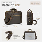 Large Full Grain Leather Briefcase Convertible Backpack For Men Business Travel Case Messenger Bag Fits 17.3" Laptop