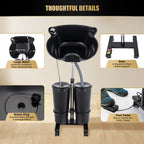 Portable Shampoo Basin with 2 Water Buckets, 30cm Deep Salon Hair Washing Sink, Adjustable Height Angle Mobile Shampoo Bowl Unit